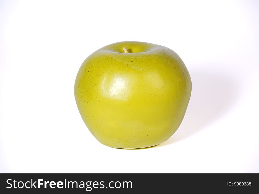 Green apple on white background.