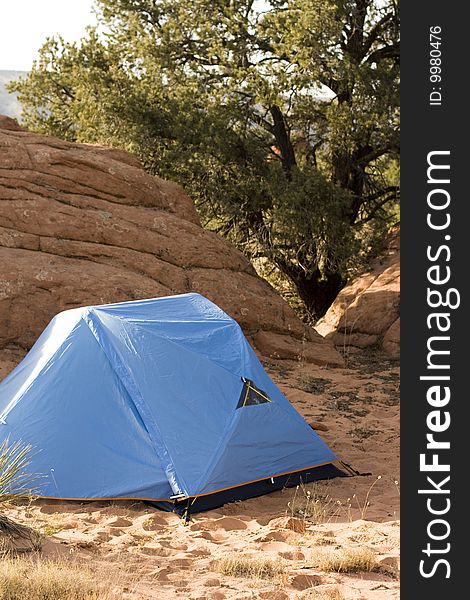 Campsite with Tent in the Utah Desert. Campsite with Tent in the Utah Desert