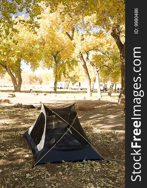 Campsite with Tent in the Arizona Desert. Campsite with Tent in the Arizona Desert