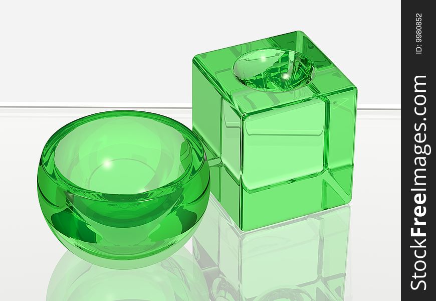 Two glass objects for spa