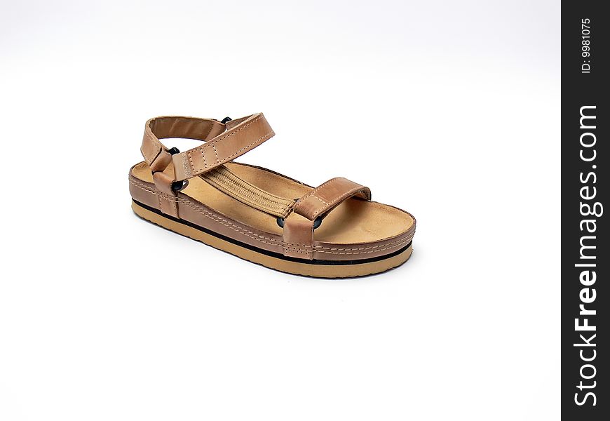 Brown leather sandal isolated on the white background.