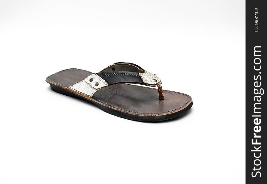 Leather sandal isolated on the white background.