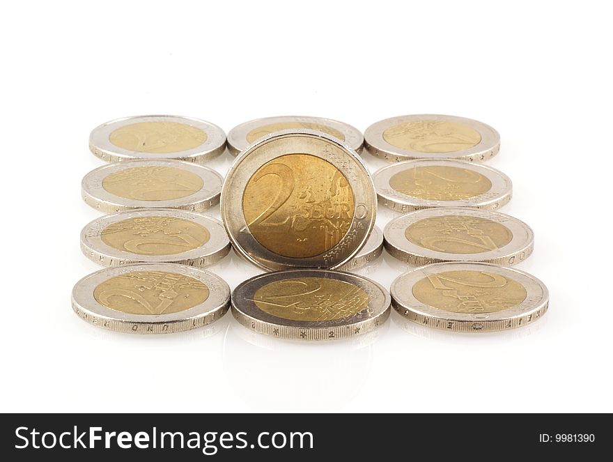 Euro coins isolated on a white background. Euro coins isolated on a white background.