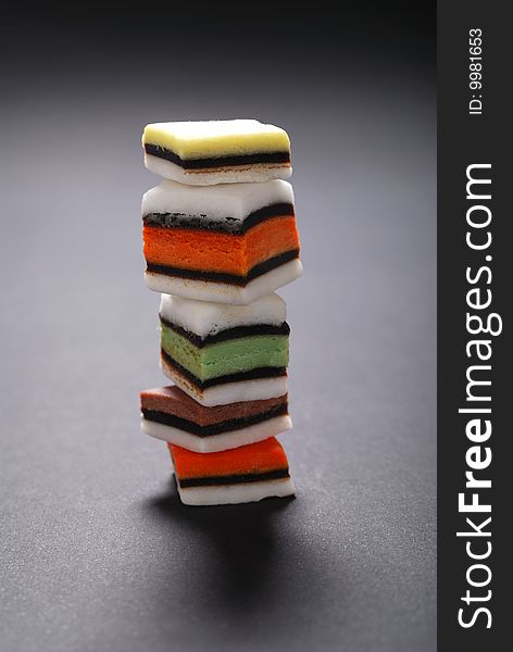 A close up of licorice allsorts sweets. color candies -bonbons. A close up of licorice allsorts sweets. color candies -bonbons