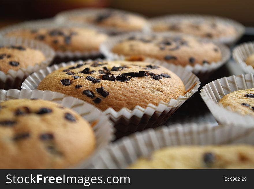 Tasty cakes baked with chocolate flakes. Tasty cakes baked with chocolate flakes
