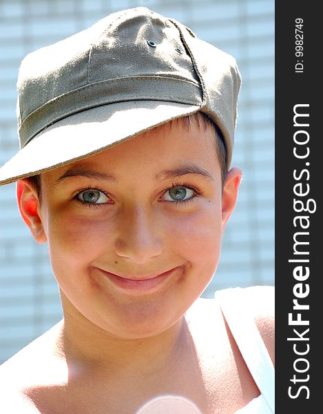 Portrait of a young handsome boy wearing a cap. Portrait of a young handsome boy wearing a cap