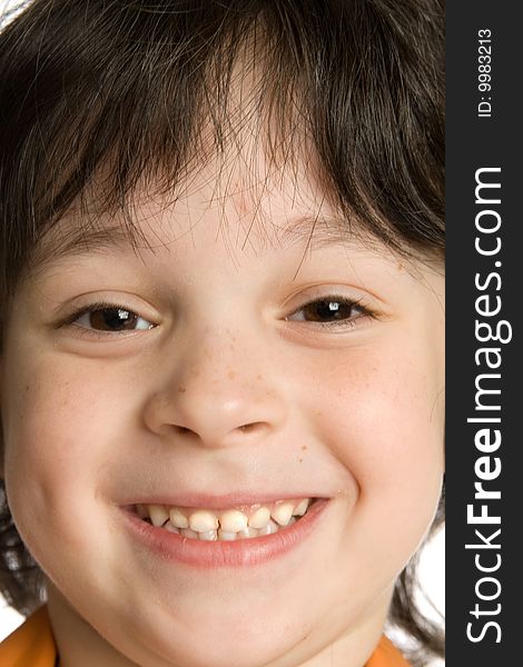 The close-up portrait of little  boy