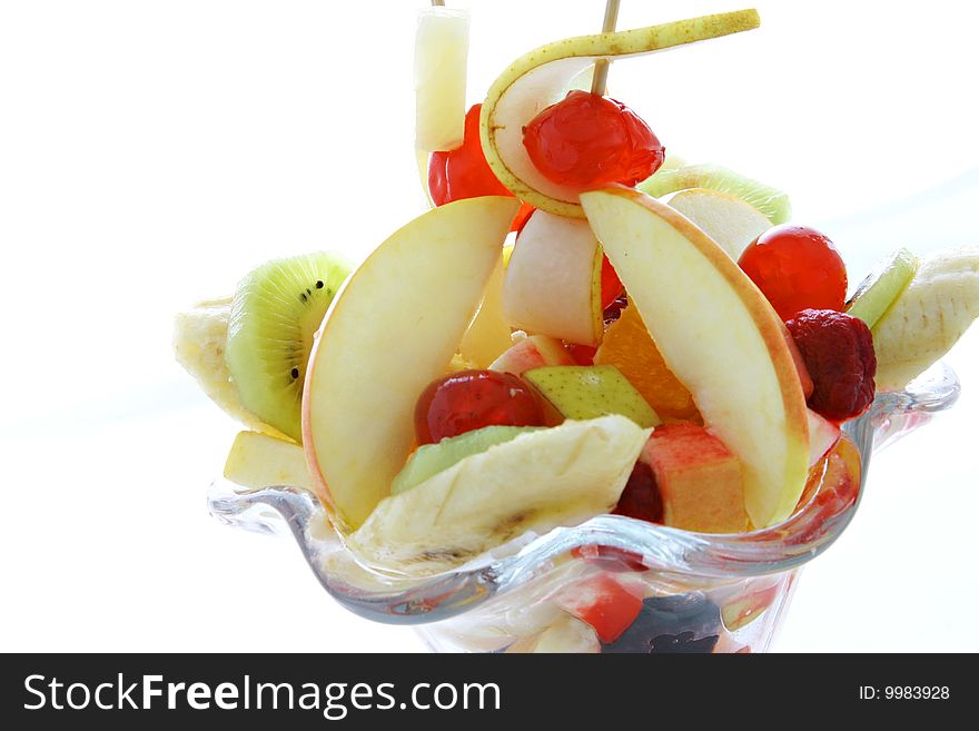 Mix fruit in glass cup