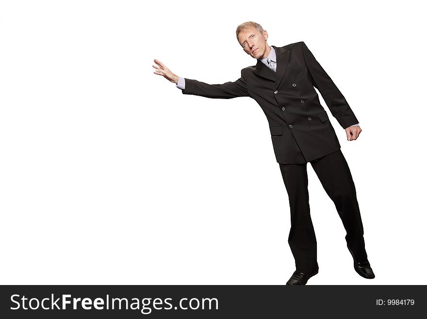 Businessman waving