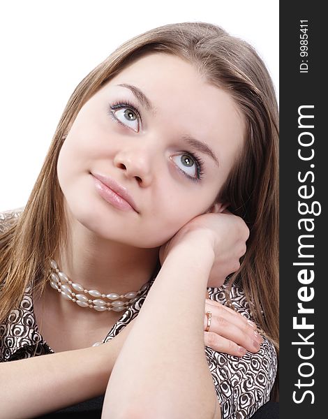 Image of the thoughtful young girl posing