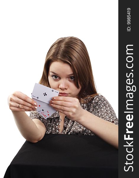 Image of a girl with four Aces