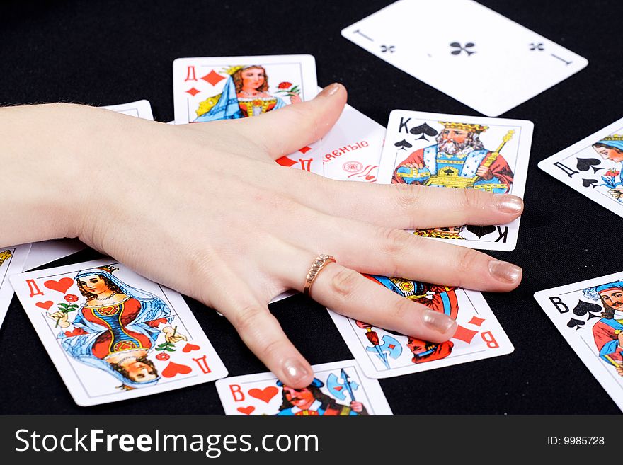 Photo of the palm on playing cards