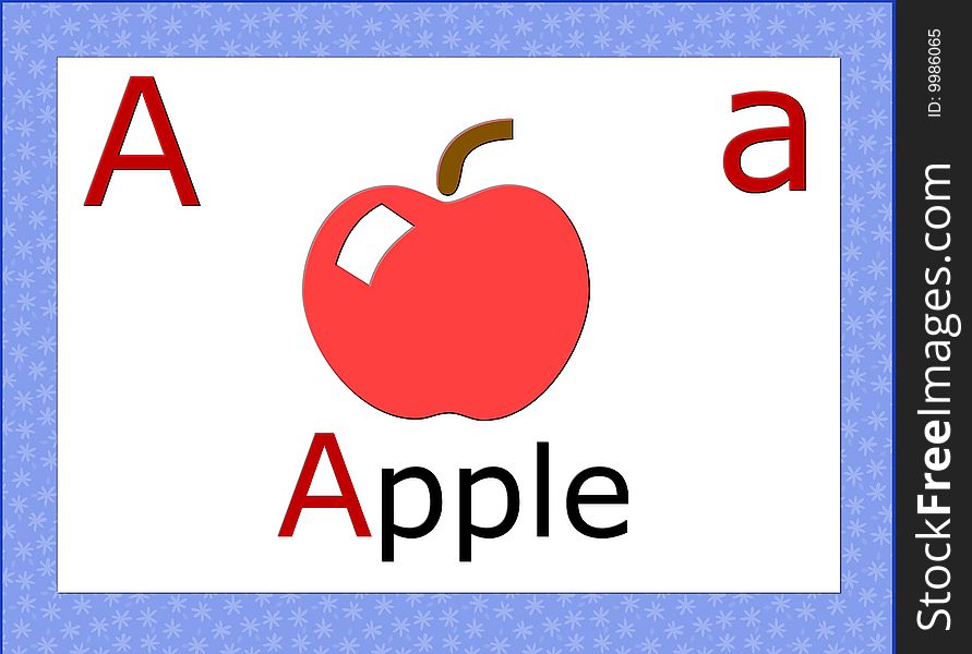 Individual english alphabet, whit apple- illustration