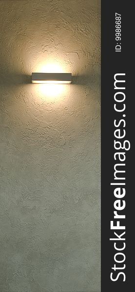 Lamp on wall with decorative plaster