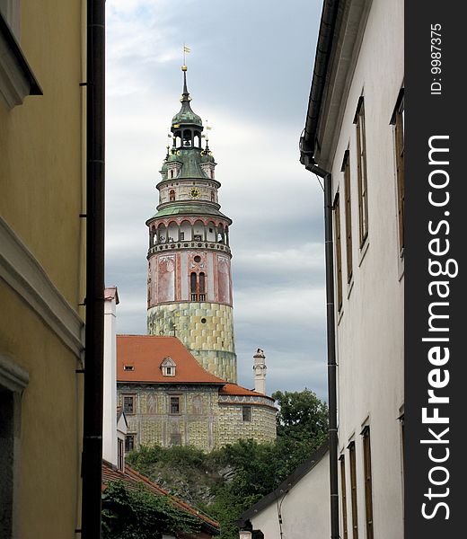 Tower of famous medieval chateau in historical city of Cesky Krumlov. Tower of famous medieval chateau in historical city of Cesky Krumlov.