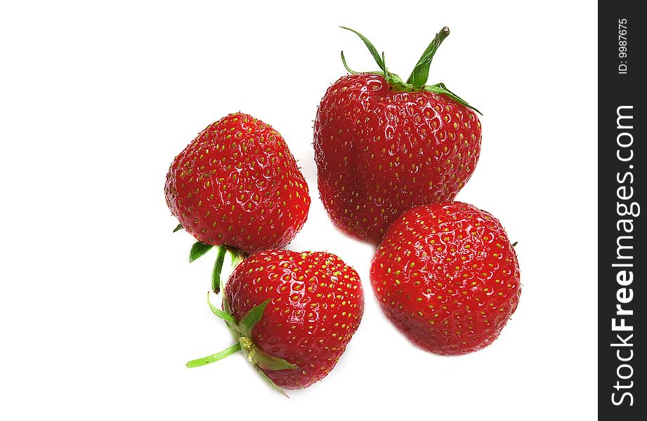 Four Strawberry On A White