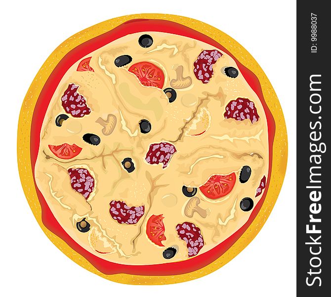 Vector high detailed pizza (CMYK)