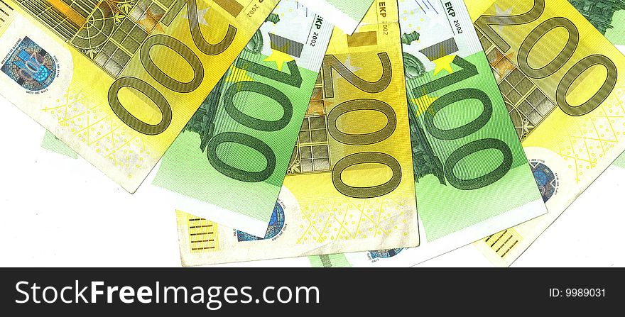 Detail of european banknotes