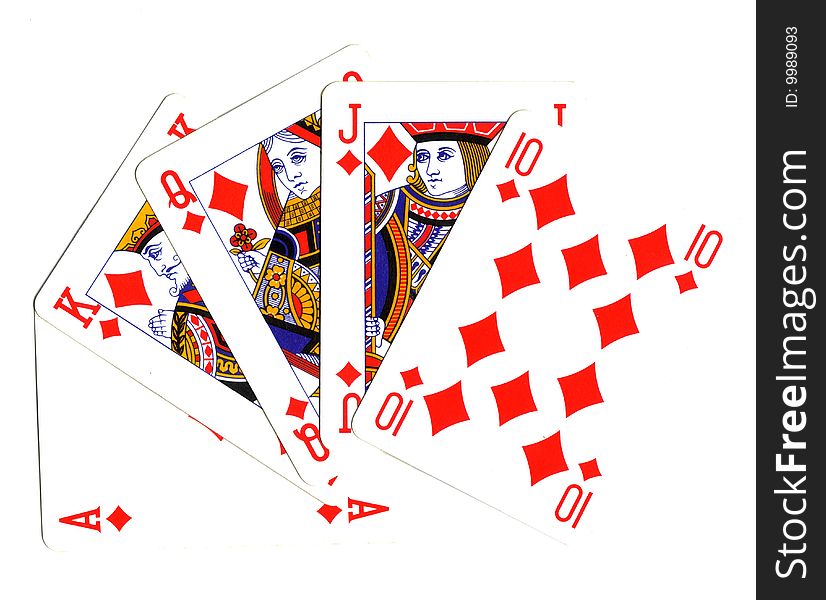 Playing cards, royal scale of diamonds