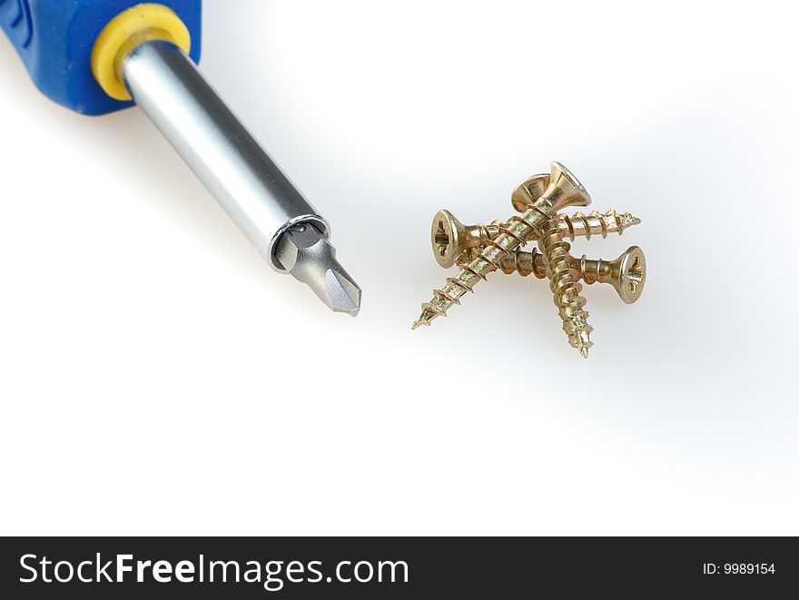 Some screws arranged on a white background, isolated. Some screws arranged on a white background, isolated.