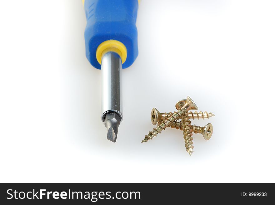 Some screws arranged on a white background, isolated. Some screws arranged on a white background, isolated.