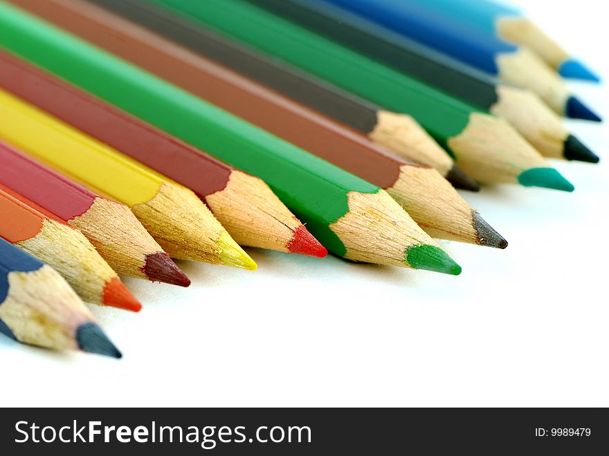 Colorful color pencil isolated on white background