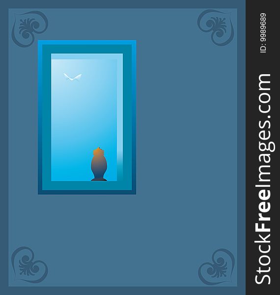 Condolence with window bird urn and place for text. Condolence with window bird urn and place for text