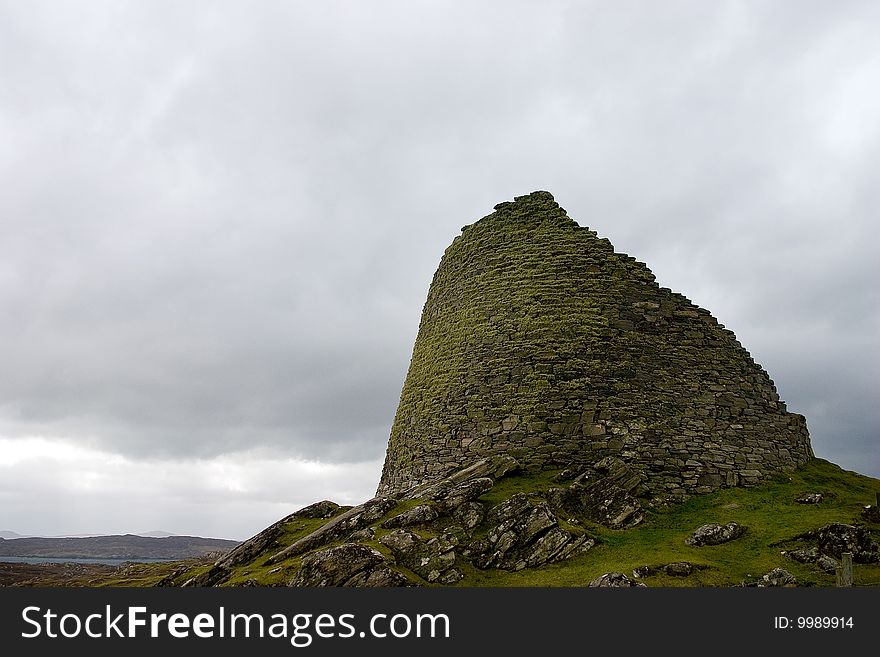 Landscape view of a ruined broch in Scotland. Landscape view of a ruined broch in Scotland