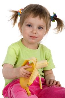 Little Girl Eats A Banana Royalty Free Stock Photos Little Girl Eats A Banana Royalty Free Stock Photos