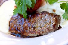 Sirloin Strip Steak With Vegetables And Savory Bec Royalty Free Stock Image Sirloin Strip Steak With Vegetables And Savory Bec Royalty Free Stock Image