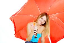 Attractive Girl With Glass Of Juice Royalty Free Stock Photography Attractive Girl With Glass Of Juice Royalty Free Stock Photography