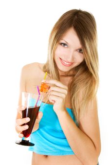 Beautiful Girl With Glass Of Juice Stock Photos Beautiful Girl With Glass Of Juice Stock Photos