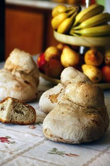 Several Breads And Bowl Of Fruit Royalty Free Stock Photo Several Breads And Bowl Of Fruit Royalty Free Stock Photo