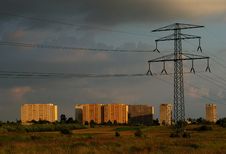 Powerline And The City Royalty Free Stock Image Powerline And The City Royalty Free Stock Image