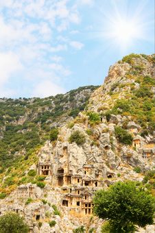 Tombs In The Rock High The Mountains. Royalty Free Stock Photo Tombs In The Rock High The Mountains. Royalty Free Stock Photo