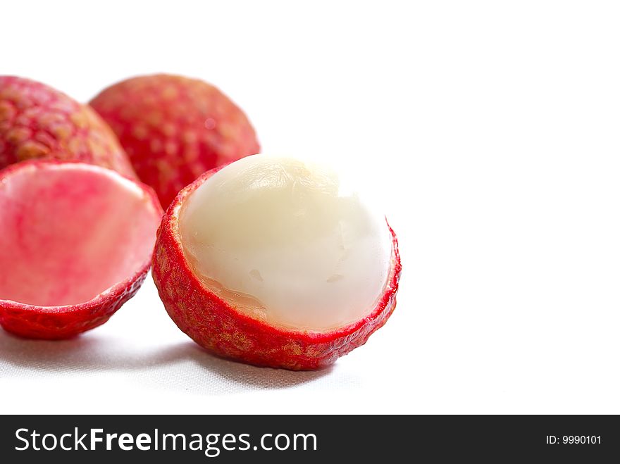 Isolated Fresh Organic Lychee on white background. Isolated Fresh Organic Lychee on white background