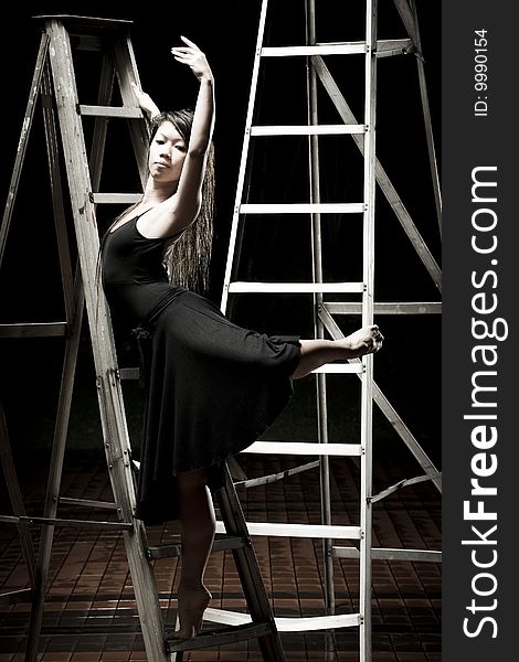 Ballet Dancer On Ladders