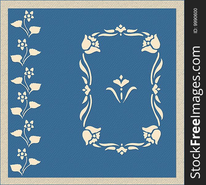 Blue frame with floral decoration. Blue frame with floral decoration