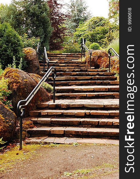 Garden staircase in park setting. Garden staircase in park setting