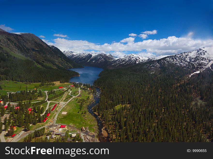 Camping near pure mountain lake