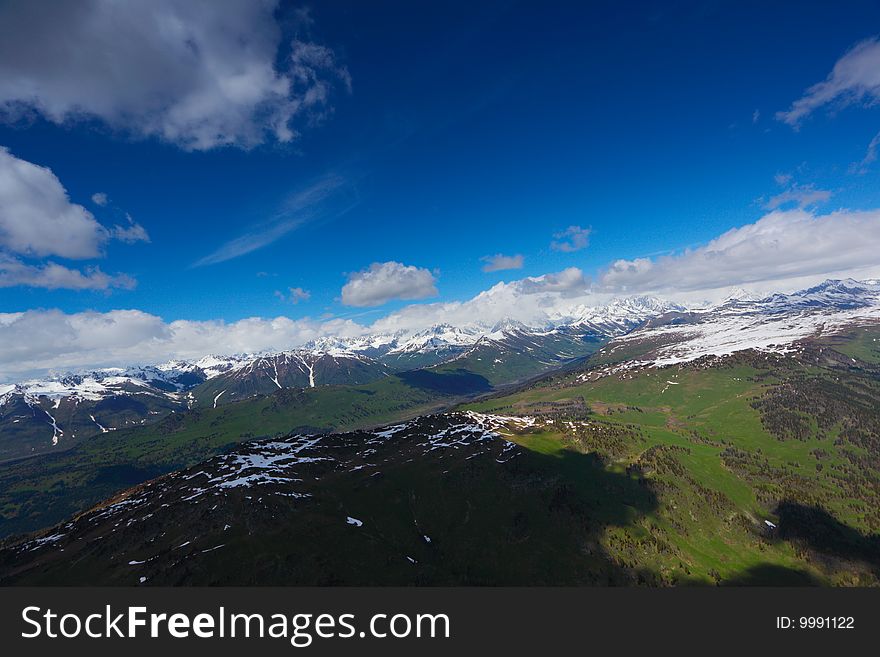 High mountains under snow in the winter