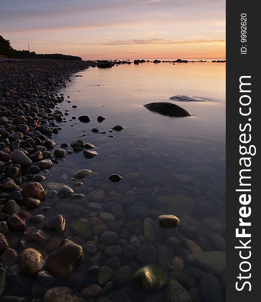 Coast of the Baltic Sea in twilight