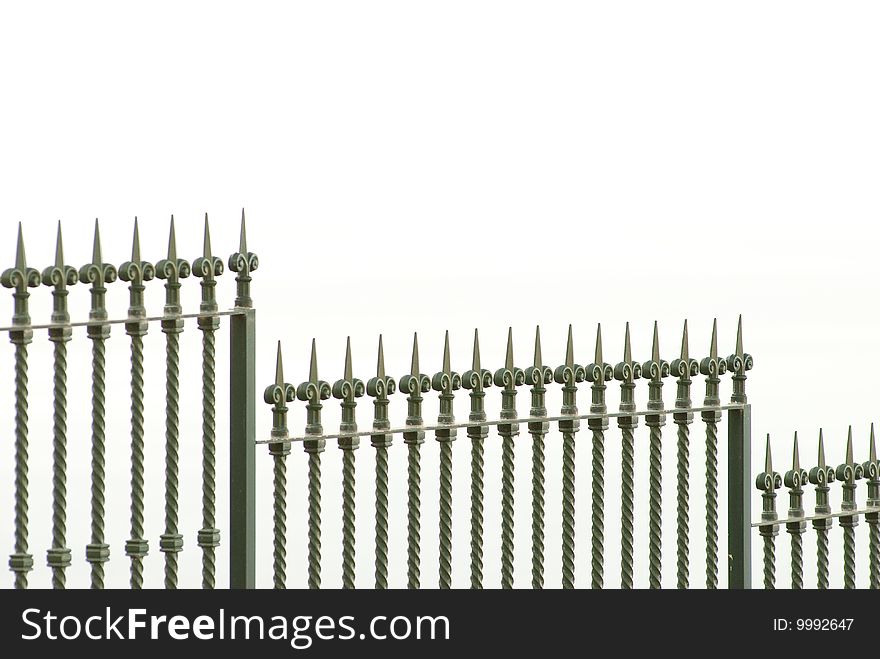Metall fence whit white background