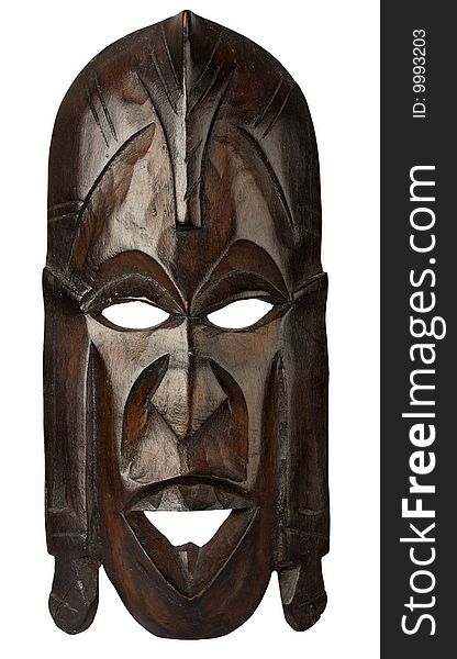 Wooden mask on white background