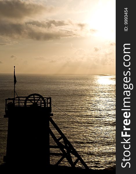 Sunset at the Levant Tin Mine in Cornwall. Sunset at the Levant Tin Mine in Cornwall