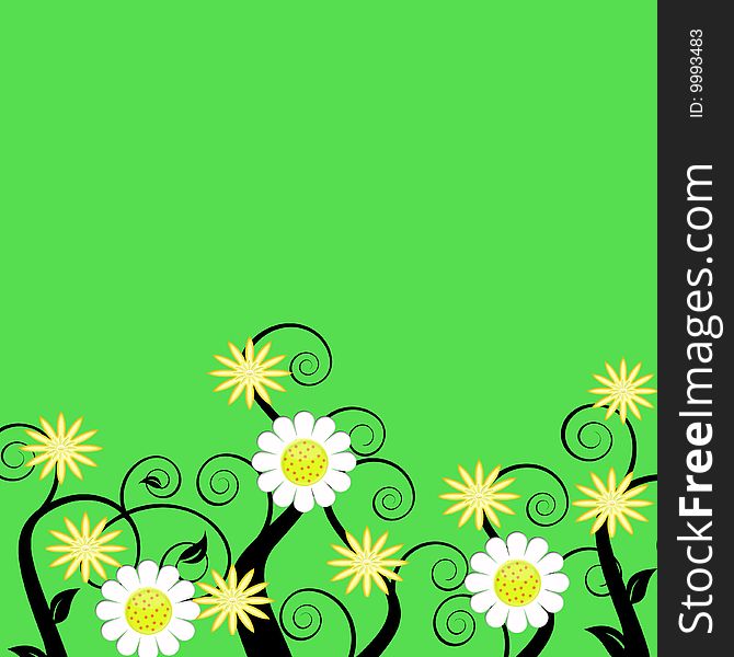 Beautiful flowers on green background