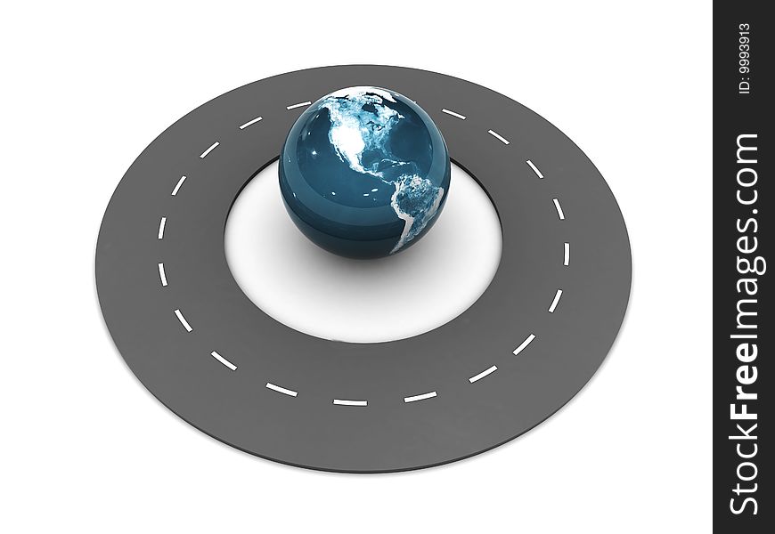 Road Around Earth Globe