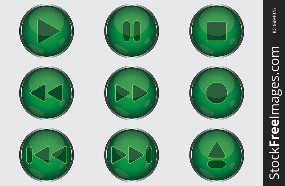 The green buttons for the player