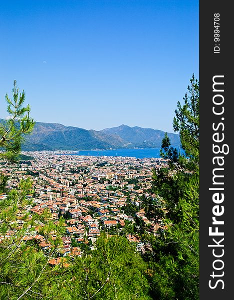 Landscape of Marmaris famous tourist resort town in Turkey