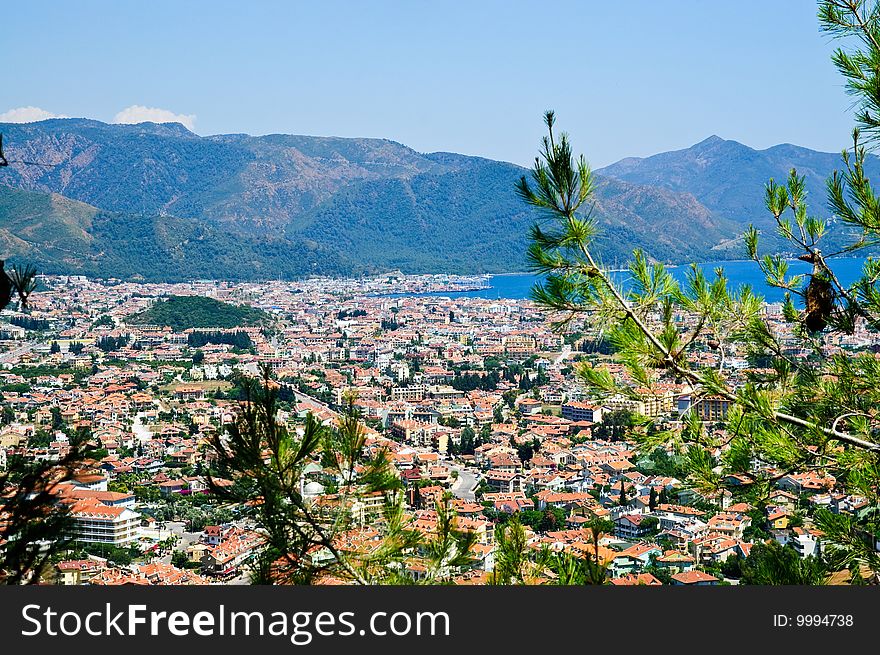 Landscape of Marmaris famous tourist resort town in Turkey